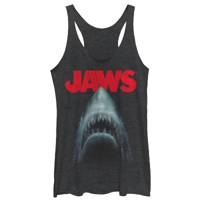 Женская майка с надписью Jaws Shark Teeth и постером 