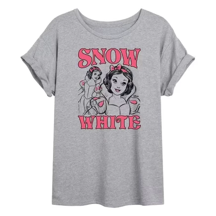Women's -  - Snow White Sketch Oversized Graphic T-Shirt heather grey