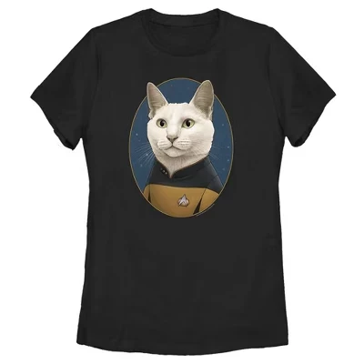 Женская футболка : The Next Generation Commander Data Cat, черная