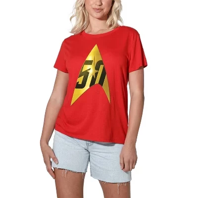 Женская футболка Star Trek Delta 50th Anniversary, красная