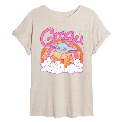 Женская футболка Grogu Kawaii с объемным рисунком 