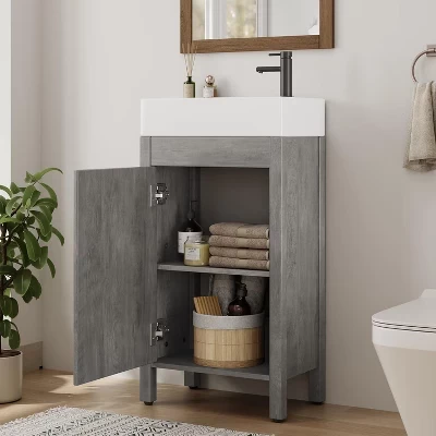 Тумба coolmee 40,6 см под раковину, серая