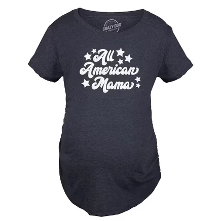 Футболка для беременных All American Mama, милая футболка для беременных на 4 июля - Футболка для беременных Crazy Dog На Четвертое июля