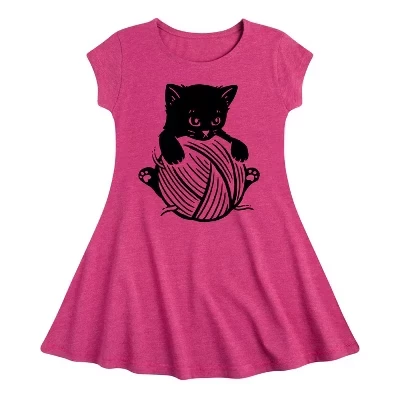 Графичное платье с коротким рукавом из кошачьей пряжи Kid Fit & Flair цвета Хизер фуксия