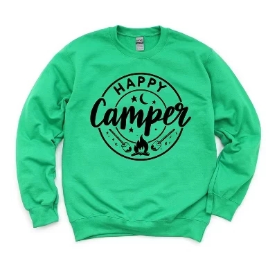 Женская толстовка Happy Camper Marshmallows Gildan с капюшоном grass