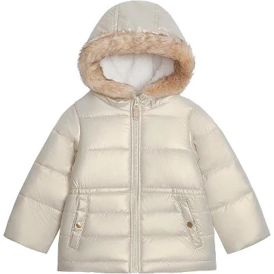 Классическая парка для девочек OSHKOSH B'GOSH с капюшоном из искусственного меха цвета хаки
