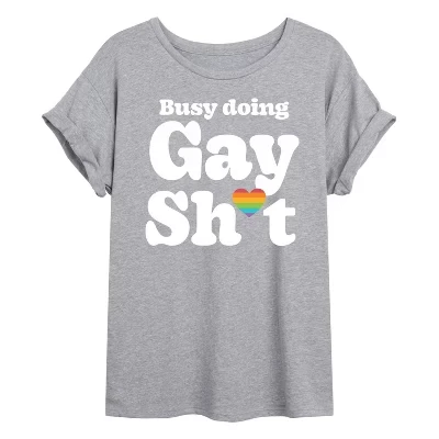 Женская футболка Instant Message «Busy Gay Sh*t», серая