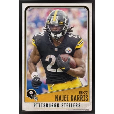Постер в рамке Steelers: Najee Harris 22, чёрный