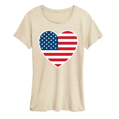Женская футболка Instant Message с принтом «USA Flag Heart», кремовая