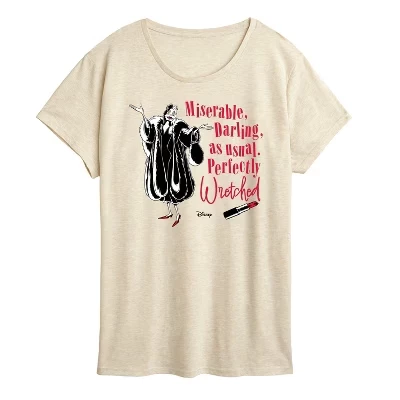 Женская футболка с коротким рукавом и графическим рисунком Cruella Miserable Darling Perfectly Wretched.