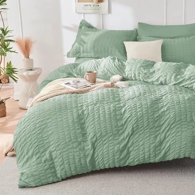 BALHAM TRADE-Комплект постельного белья из 7 предметов King Seersucker All Season Luxury Bed в чехле для спальни зеленый