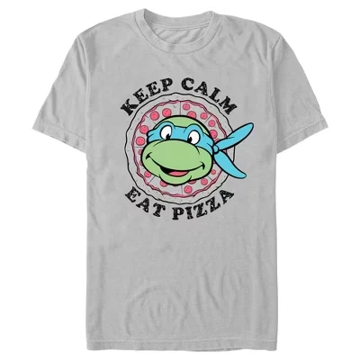 Мужская футболка Leonardo Keep Calm Eat Pizza серебристого цвета
