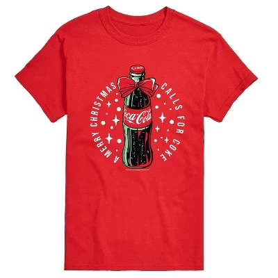 Мужская футболка с коротким рукавом A Merry Christmas Calls for Coca-Cola с рисунком, красная