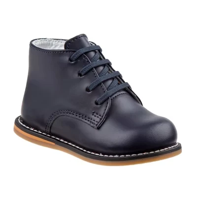 Нескользящая детская обувь для первых ходунков Josmo Logan Toddler Leather для мальчиков / девочек синего цвета