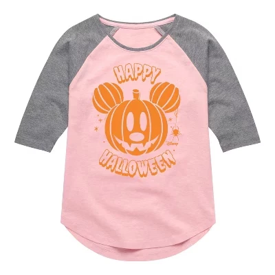 Футболка с логотипом Mickey Pumpkin Tail Raglan с графическим рисунком розового цвета