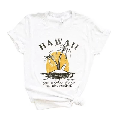 Женская футболка с коротким рукавом Hawaii Tropical Paradise с графическим рисунком белого цвета