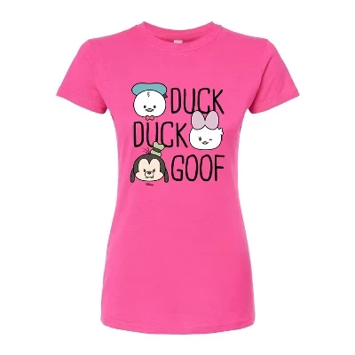 Женская приталенная футболка с рисунком Duck Duck Goof цвета фуксии