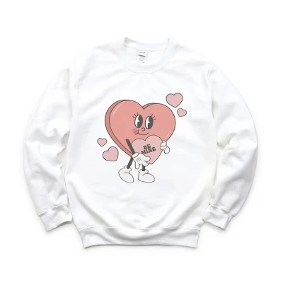 Женская толстовка с рисунком Be Mine Heart Cartoon белого цвета