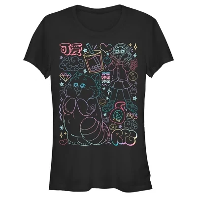 Женская футболка Turning Red Neon Doodles, черная
