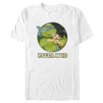Мужская потертая футболка Leonardo Pizza Bod белого цвета