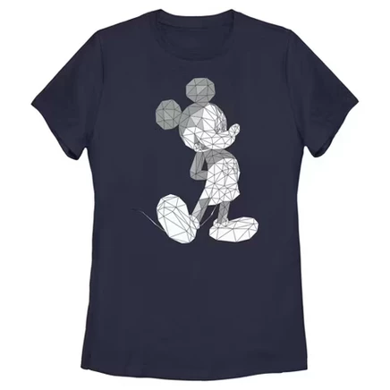 Женская футболка с полигональным портретом Mickey & Friends темно-синего цвета