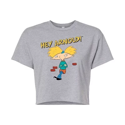 Женская укороченная футболка Hey Arnold Cool Arnold, серая