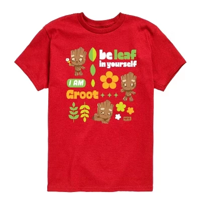 Boys' - Guardians Of The Galaxy - Groot Grid Short Sleeve Graphic T-Shirt red