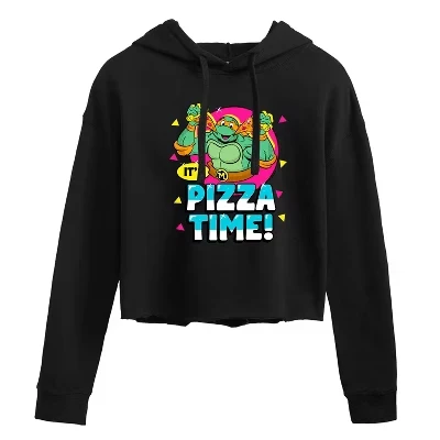 Женское укороченное худи TMNT Pizza Time, черное