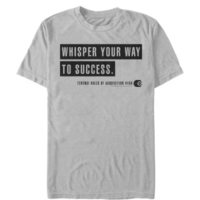 Мужская футболка Deep Space Nine Ferengi Rules Whisper Your Way Success серебристого цвета.