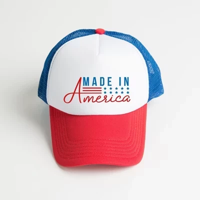 Шапка дальнобойщика из пенопласта Made In America Stars And Stripes белая/темно-синяя