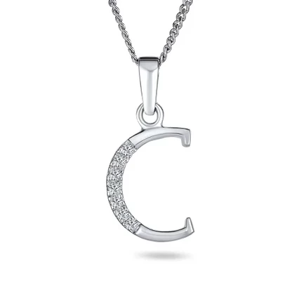 Кулон Bling Jewelry с буквой C, серебро 925, серебристый