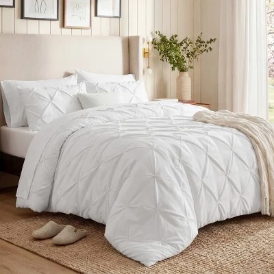 Комплект постельного белья Bed in a Bag с постельным бельем, всесезонное постельное белье Solid Diamond Pintuck, роскошный комплект постельного белья GentleSoft™ в складку, подарок для всей семьи