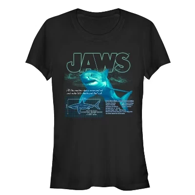 Женская футболка Jaws Shark Blueprint для юниорок черного цвета