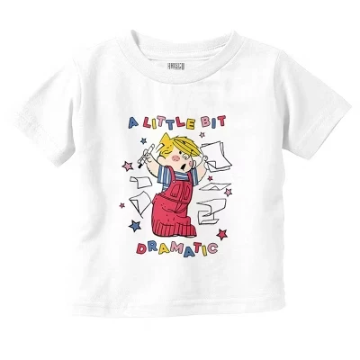 Футболка с графическим рисунком для малышей Dennis The Menace, немного драматичная, лицензионно-белая
