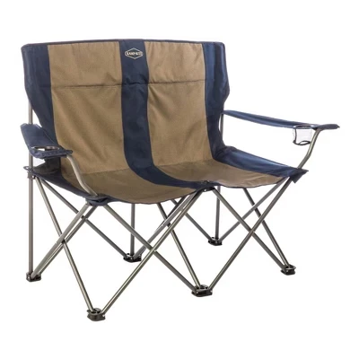 Портативное складное походное кресло на 2 персоны Loveseat с 2 подстаканниками для кемпинга, тайлгейтинга и спорта, вместимостью 500 фунтов синего цвета