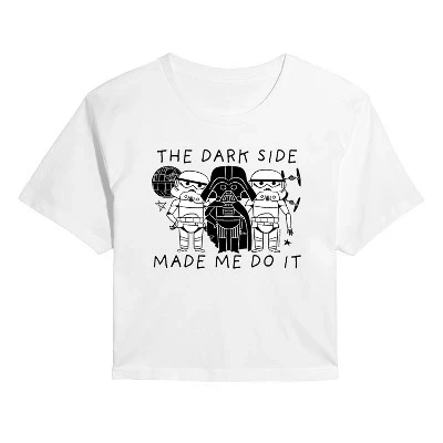 Женская укороченная футболка с рисунком The Dark Side Made Me Do It, белая