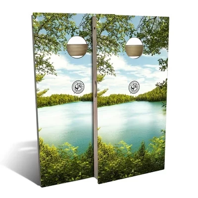 Набор досок Summer Lake Cornhole | Включает в себя (2) доски, (8) сумки и дополнительные аксессуары со светодиодной подсветкой