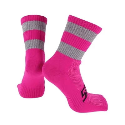Cycling Athletic Socks Anti-friction Outdoor Matching Reflective 1 Pair rose red,grey