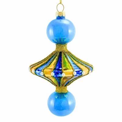 Елочная игрушка Cody Foster Merry & Bright Spindle стеклянная винтажная, 12,7 см, синяя