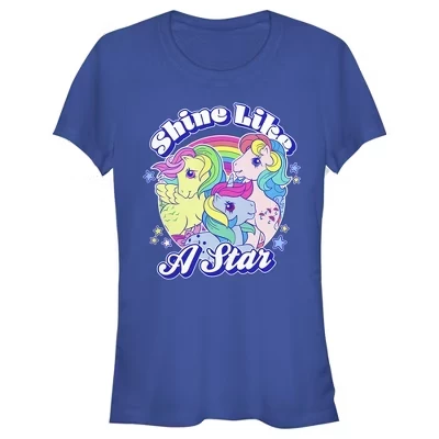 Женская футболка Juniors Womens Shine Like a Star Circle синего цвета