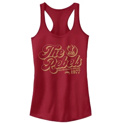 Юниорская женская майка Racerback с винтажным названием Rebels Vintage Title алого цвета