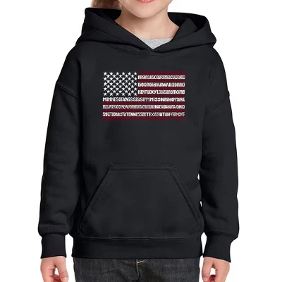 Худи для девочек LA Pop Art 50 States USA Flag, черная
