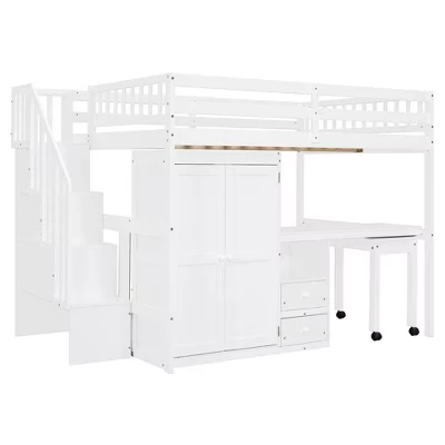 Детская кровать-чердак Clihome Full Size, белая