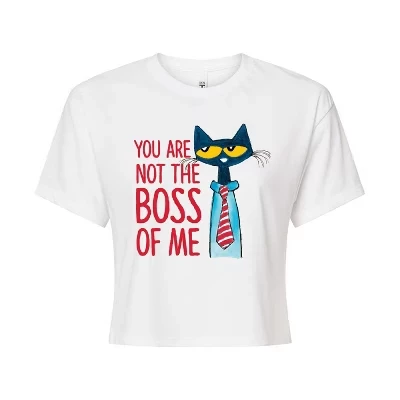 Женская укороченная футболка с рисунком Not The Boss Of Me белого цвета