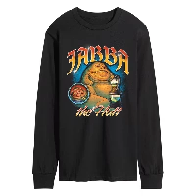 Мужская футболка Jabba The Hut с длинным рукавом и рисунком, черная