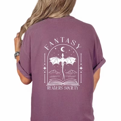 Дизайн спереди и сзади Fantasy Readers Society - Женская футболка с цветным рисунком berry