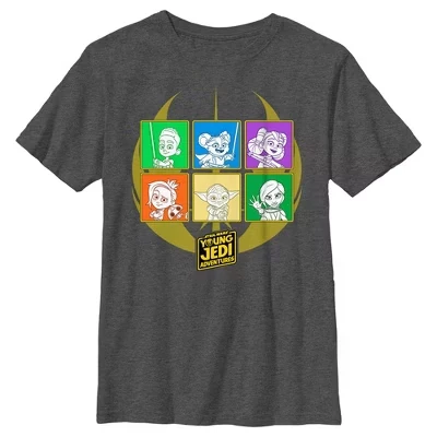 Футболка с персонажами Boy's : Young Jedi Adventures Boxes - угольный вереск