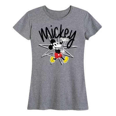 Женская футболка с коротким рукавом Mickey Star Burst и графическим принтом, серая