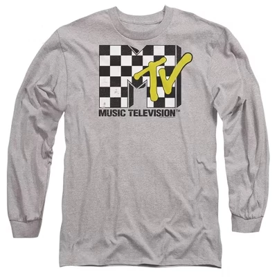 Мужская футболка с логотипом Mtv Checker Board с длинным рукавом athletic heather