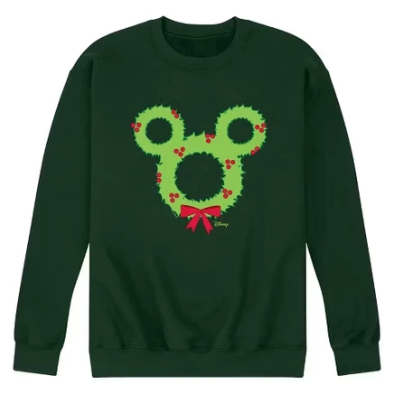 Мужской флисовый свитшот Disney Ears Wreath, темно-зеленый